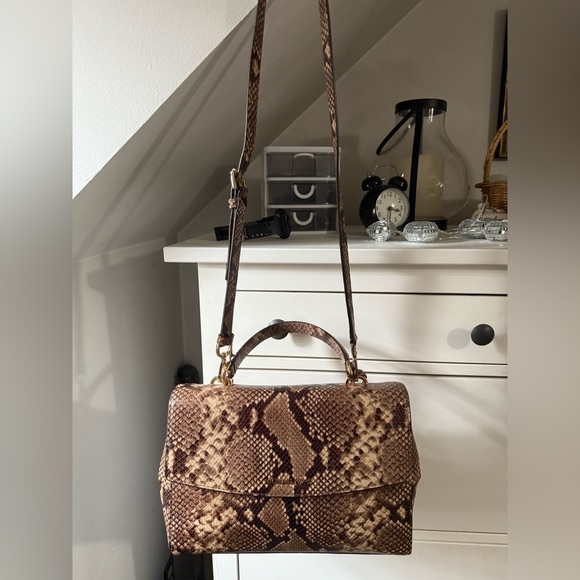 Michael Kors Tan Snake Print Satchel - Picture 10 of 11